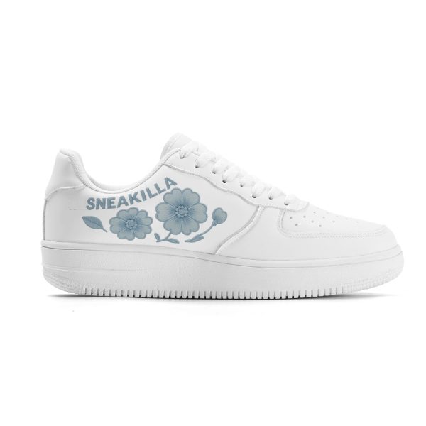 Lera Soft-Blue Flowers Low Top Sneakers